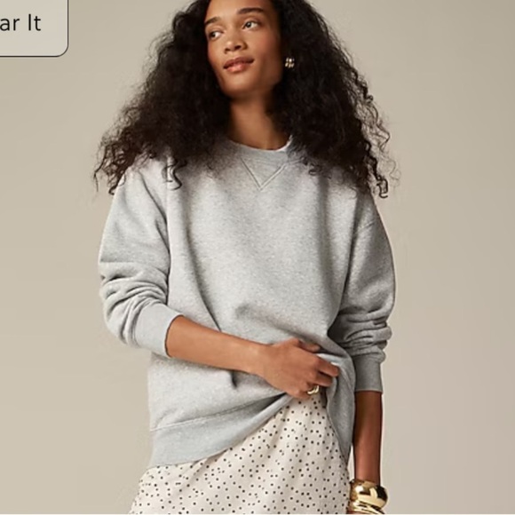 J crew heather grey Heritage fleece oversized crewneck sweatshirt - Picture 1 of 4